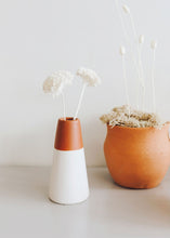 Load image into Gallery viewer, Glazed Ceramic Bud Vase in Cream and Terracotta - 6" Tall

