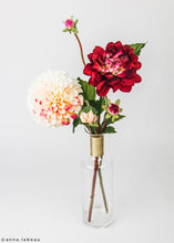 Load image into Gallery viewer, Cream and Fuchsia Pink Artificial Dahlia Flower - Large 4.5" Bloom
