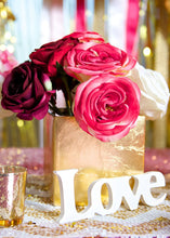 Load image into Gallery viewer, Gold Ceramic Cube Vase - 5" Tall
