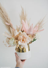 Load image into Gallery viewer, Ceramic Floral Pot in White and Metallic Gold - 5"
