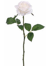 Load image into Gallery viewer, Open Silk Rose Bud in White - 17.5" Tall
