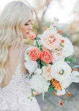Load image into Gallery viewer, Peach Blush Real Touch Flower Large Open Rose - 27" Tall
