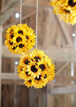 Load image into Gallery viewer, Artificial Sunflower Kissing Ball in Yellow - 7"
