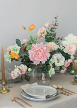 Load image into Gallery viewer, Artificial English Cabbage Rose in Pastel Peach Pink - 20.5" Tall
